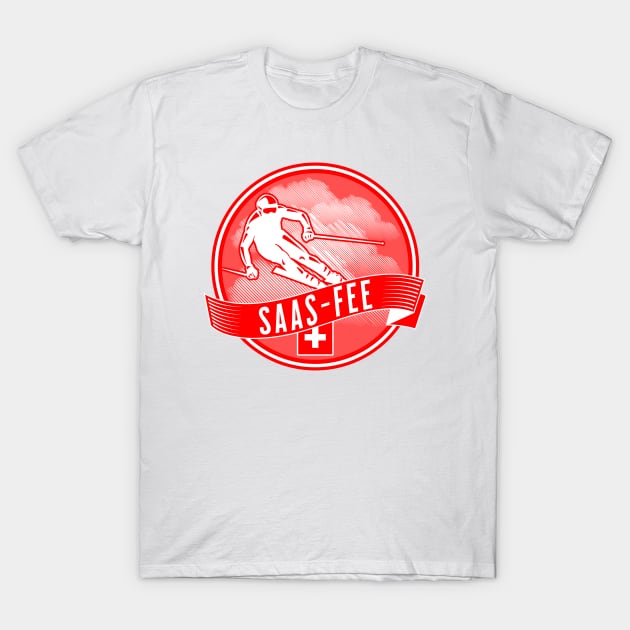 Saas-Fee Switzerland Ski T-Shirt by alvarsprints